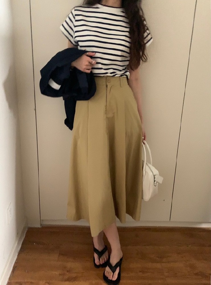 高腰显瘦黑色百褶裙女2023年春秋韩版休闲中长款纯色伞裙宽松百搭